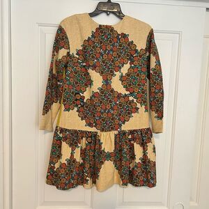 Brown and Green Long Sleeve Casual Dress with Vintage Style